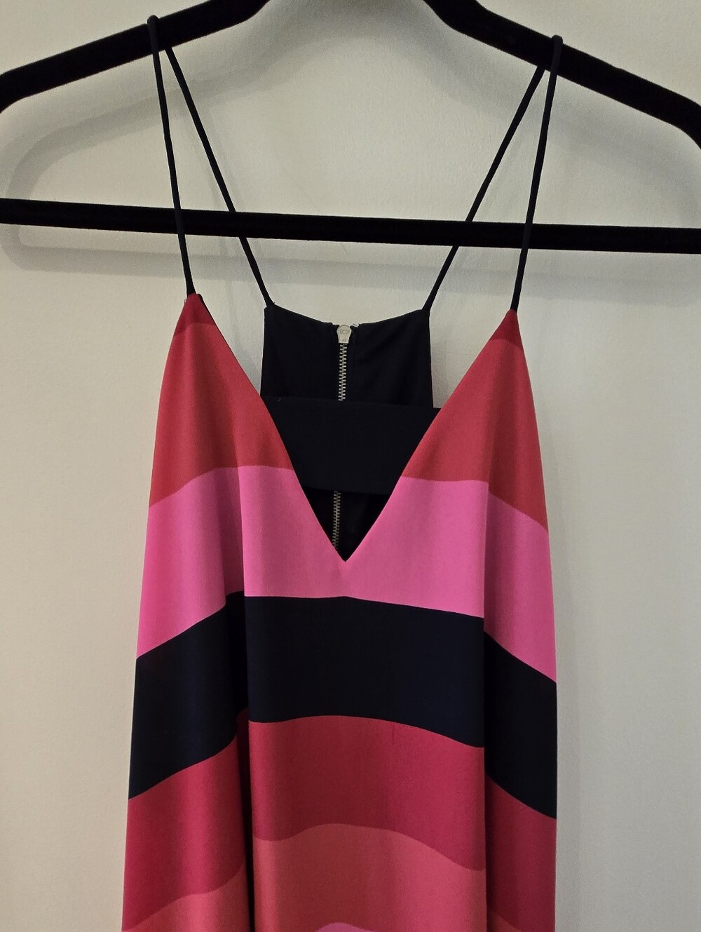 Express Women’s Striped V-Neck Slip Top - Pink & Black
